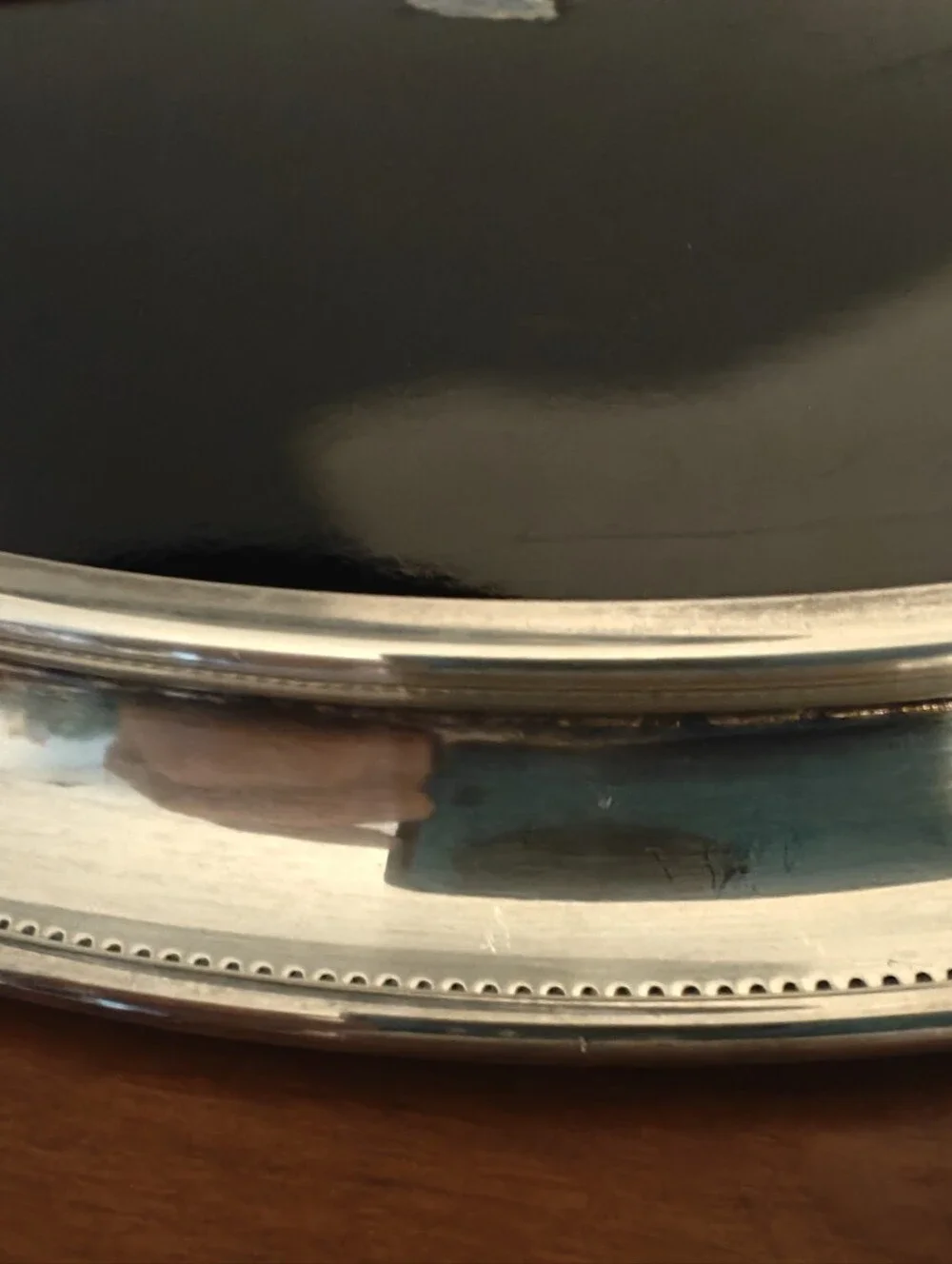 vintage Sheffield silver-plated cocktail serving tray Black Formica Middle 13.5